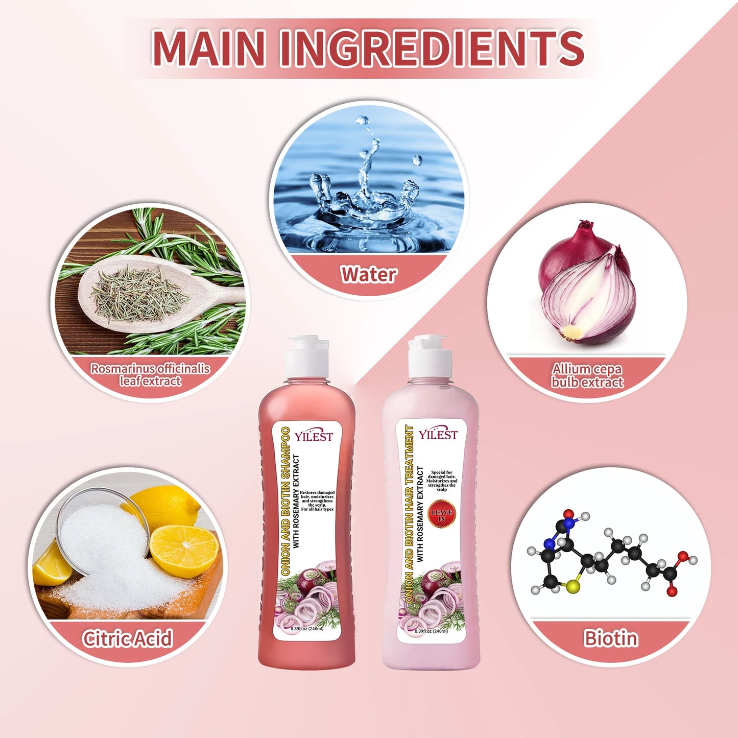 Onion Biotin and Rosemary Shampoo Set